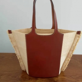 Raffia Leather Tote